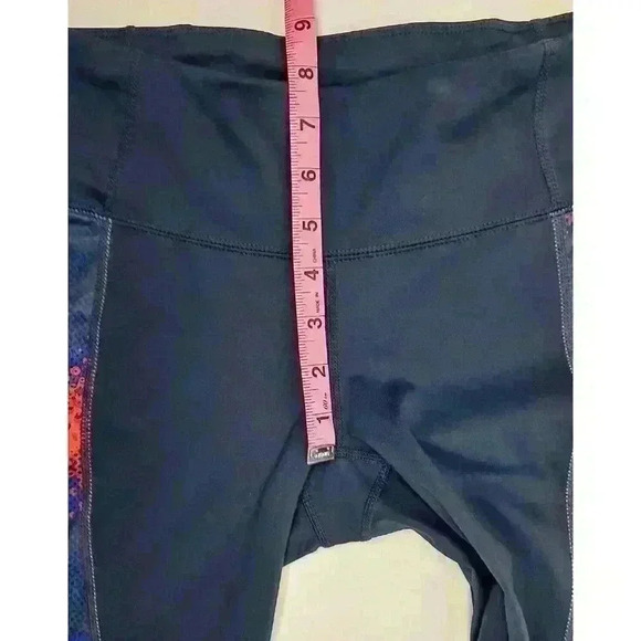 Athleta Women's Athletic Leggings Deep Blue Multicolor Pattern Size Small Mesh - Picture 3 of 9